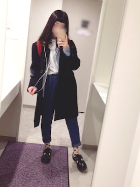 「ehka sopo（エヘカソポ）のアイテム（カーディガン/ボレロ、ブルー系）」を使った、ゆりしゃん🐻さん（レディース）の冬コーディネート