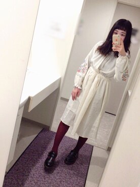 「ehka sopo（エヘカソポ）のアイテム（ワンピース/ドレス、ホワイト系）」を使った、ゆりしゃん🐻さん（レディース）の冬コーディネート