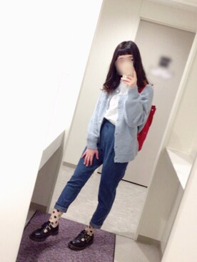 「ehka sopo（エヘカソポ）のアイテム（カーディガン/ボレロ、ブルー系）」を使った、ゆりしゃん🐻さん（レディース）の冬コーディネート