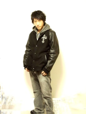 「Subciety（サブサエティ）のアイテム（スタジャン）」を使った、KAZUYAさん（メンズ・170cm）の冬コーディネート