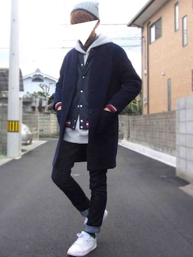 「CONVERSE（コンバース）のアイテム（スタジャン）」を使った、れいえるさん（メンズ・172cm）の冬コーディネート