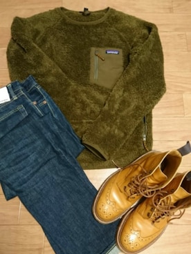 「アイテム（その他トップス、ブラウン系）」を使った、RYOさん（メンズ・172cm）の秋コーディネート