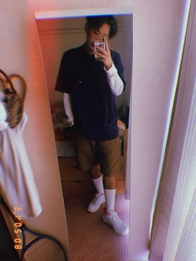 「KITH（キス）のアイテム（スニーカー）」を使った、SHUNYAさん（メンズ・175cm）の春コーディネート