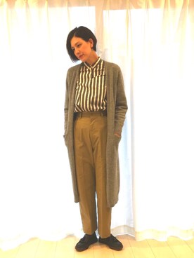 「THE SHINZONE（ザ　シンゾーン）のハイウエストチノパンツ（チノパンツ）」を使った、kumaeさん（レディース・172cm）の秋コーディネート
