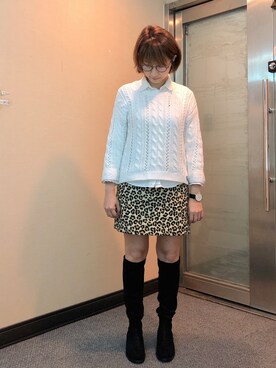 「Abercrombie&Fitch（アバークロンビーアンドフィッチ）のアイテム（ニット/セーター）」を使った、jNさん（レディース・158cm）の冬コーディネート