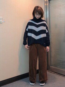 「Abercrombie&Fitch（アバークロンビーアンドフィッチ）のアイテム（ニット/セーター）」を使った、jNさん（レディース・158cm）の冬コーディネート