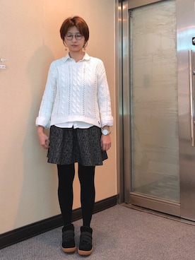 「Abercrombie&Fitch（アバークロンビーアンドフィッチ）のアイテム（ニット/セーター）」を使った、jNさん（レディース・158cm）の秋コーディネート
