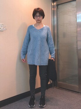 「Abercrombie&Fitch（アバークロンビーアンドフィッチ）のアイテム（レッグウェア）」を使った、jNさん（レディース・158cm）の冬コーディネート