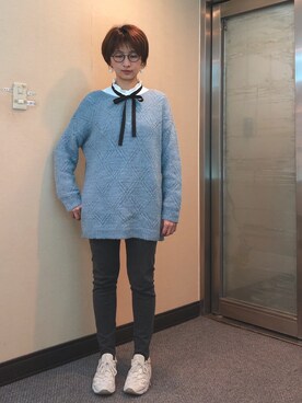 「Abercrombie&Fitch（アバークロンビーアンドフィッチ）のアイテム（レッグウェア）」を使った、jNさん（レディース・158cm）の冬コーディネート