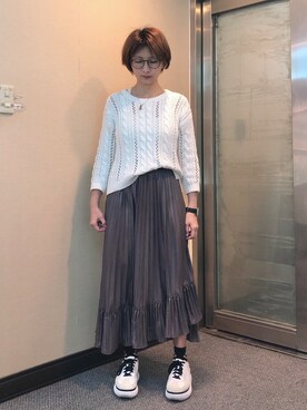 「Abercrombie&Fitch（アバークロンビーアンドフィッチ）のアイテム（ニット/セーター）」を使った、jNさん（レディース・158cm）の春コーディネート