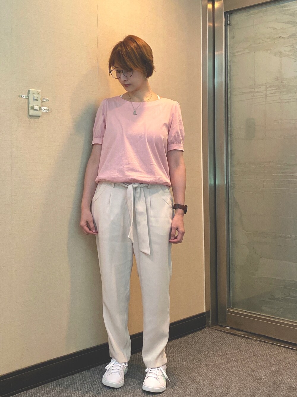 「Ditaのアイテム（トップス、ピンク系）」を使った、jNさん（レディース・158cm）の夏コーディネートの1枚目の写真