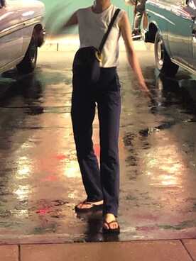 「HANES（ヘインズ）の【WEB限定】Hanes(ヘインズ) 2PスリーブレスTシャツ（Tシャツ/カットソー）」を使った、ゆうさん（レディース・165cm）の夏コーディネート