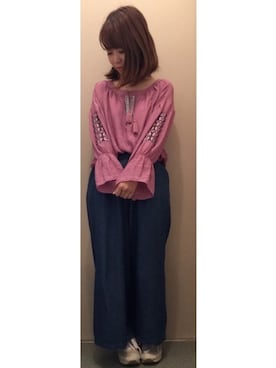 「Handmade（ハンドメイド）のアイテム（アクセサリー）」を使った、スエツギさん（レディース・145cm）の夏コーディネート