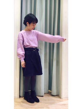 「earth music&ecology（アースミュージックアンドエコロジー）のアイテム（ネックレス）」を使った、スエツギさん（レディース・145cm）の秋コーディネート
