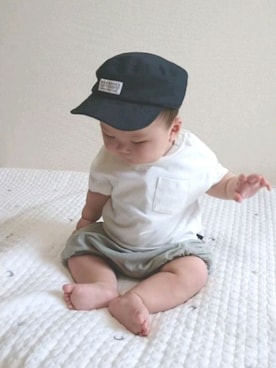 「アイテム（ママ＆ベビー、グリーン系）」を使った、terasyoさん（キッズ・70cm）の夏コーディネート