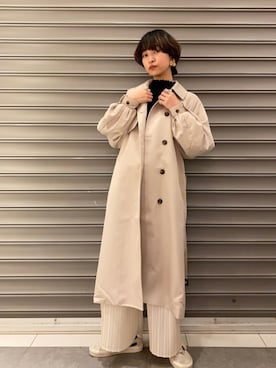 「アイテム（トレンチコート）」を使った、のっちさん（レディース・161cm）の冬コーディネート