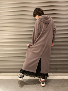 「earth music&ecology（アースミュージックアンドエコロジー）のアイテム（ワンピース）」を使った、のっちさん（レディース・161cm）の冬コーディネート