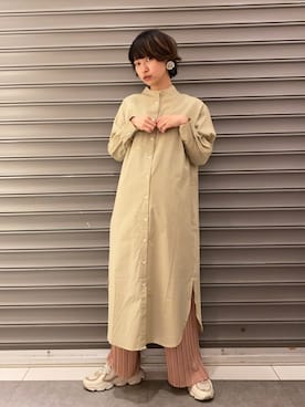 「アイテム（シャツワンピース）」を使った、のっちさん（レディース・161cm）の冬コーディネート