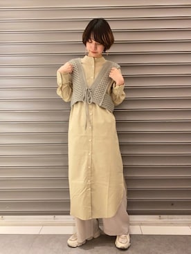 「アイテム（シャツワンピース）」を使った、のっちさん（レディース・161cm）の春コーディネート