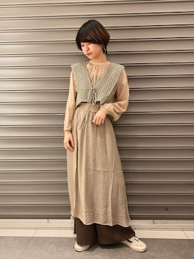 「earth music&ecology（アースミュージックアンドエコロジー）のアイテム（ワンピース）」を使った、のっちさん（レディース・161cm）の春コーディネート