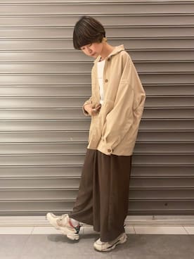 「earth music&ecology（アースミュージックアンドエコロジー）のアイテム（ブルゾン）」を使った、のっちさん（レディース・161cm）の春コーディネート