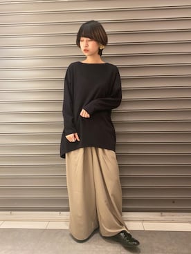 「アイテム（チュニック）」を使った、のっちさん（レディース・161cm）の春コーディネート