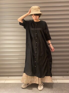 「earth music&ecology（アースミュージックアンドエコロジー）のアイテム（ワンピース）」を使った、のっちさん（レディース・161cm）の春コーディネート