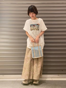 「アイテム（バッグ、ブルー系）」を使った、のっちさん（レディース・162cm）の春コーディネート