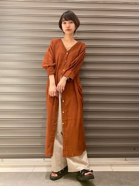 「earth music&ecology（アースミュージックアンドエコロジー）のアイテム（ワンピース）」を使った、のっちさん（レディース・162cm）の春コーディネート