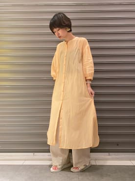 「アイテム（ワンピース/ドレス、オレンジ系）」を使った、のっちさん（レディース・162cm）の夏コーディネート