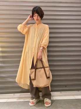 「アイテム（ワンピース/ドレス、オレンジ系）」を使った、のっちさん（レディース・162cm）の夏コーディネート