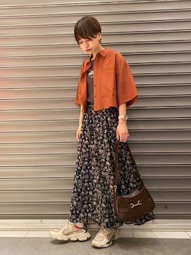 「earth music&ecology（アースミュージックアンドエコロジー）のアイテム（トートバッグ）」を使った、のっちさん（レディース・162cm）の夏コーディネート