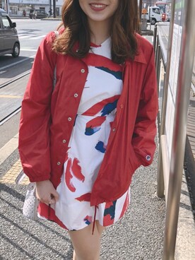 「Champion（チャンピオン）のアイテム（ナイロンジャケット）」を使った、kaさん（レディース・167cm）の春コーディネート
