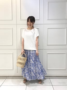 「RIVE DROITE（リヴドロワ）のボートネックボリュームニット　(ミドル丈)（ニット/セーター）」を使った、Mihoさん（レディース・161cm）の春コーディネート