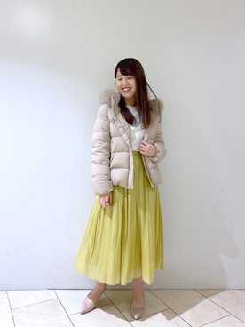 「RIVEDROITE」｜「アイテム（ダウンジャケット/コート）」を使った、Mihoさん（レディース・161cm）の冬コーディネート