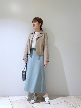 「RIVEDROITE」｜「アイテム（ライダースジャケット）」を使った、Mihoさん（レディース・161cm）の冬コーディネート
