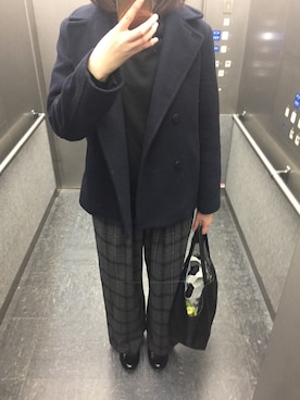「niko and...（ニコアンド）のアイテム（ピーコート）」を使った、kyon2さん（レディース・170cm）の冬コーディネート