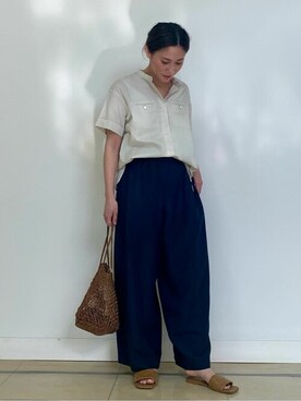 「human woman（ヒューマンウーマン）の◆ファインドビーローンブラウス（シャツ/ブラウス）」を使った、numataさん（レディース・158cm）の夏コーディネート