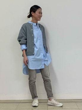 「human woman（ヒューマンウーマン）の≪arrive 5e≫デニムパンツ（デニムパンツ）」を使った、numataさん（レディース・158cm）の秋コーディネート