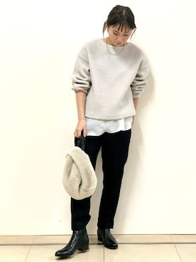 「human woman（ヒューマンウーマン）の◆オリジナルショートブーツ（ブーツ）」を使った、numataさん（レディース・158cm）の冬コーディネート