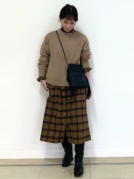 「シンプル」｜「アイテム（シャツワンピース）」を使った、numataさん（レディース・158cm）の冬コーディネート