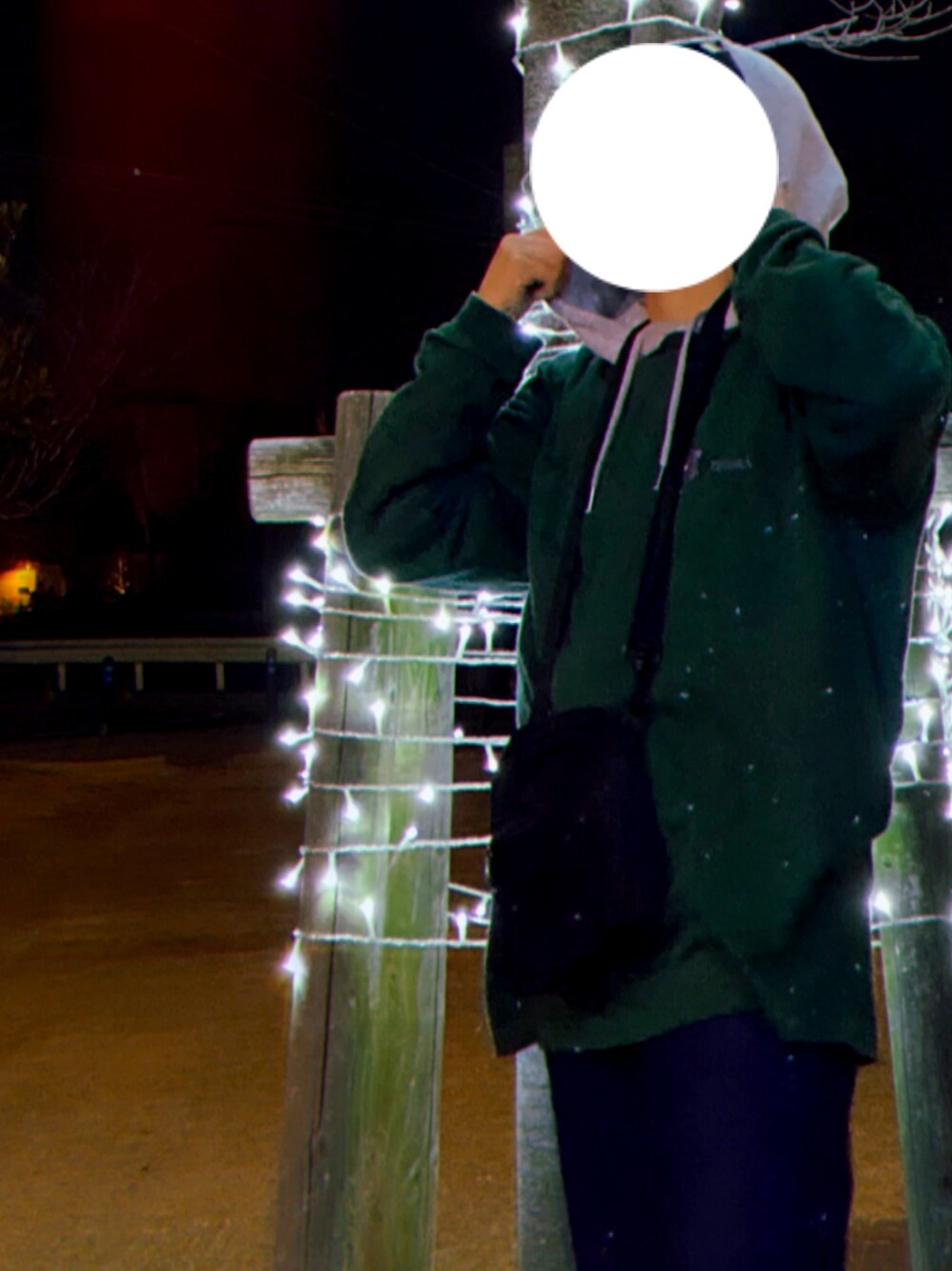 グリーン系のTシャツ/カットソー、ブルー系のデニムパンツ、シルバー系のパーカーを着用したレディースの冬コーディネートの1枚目の写真