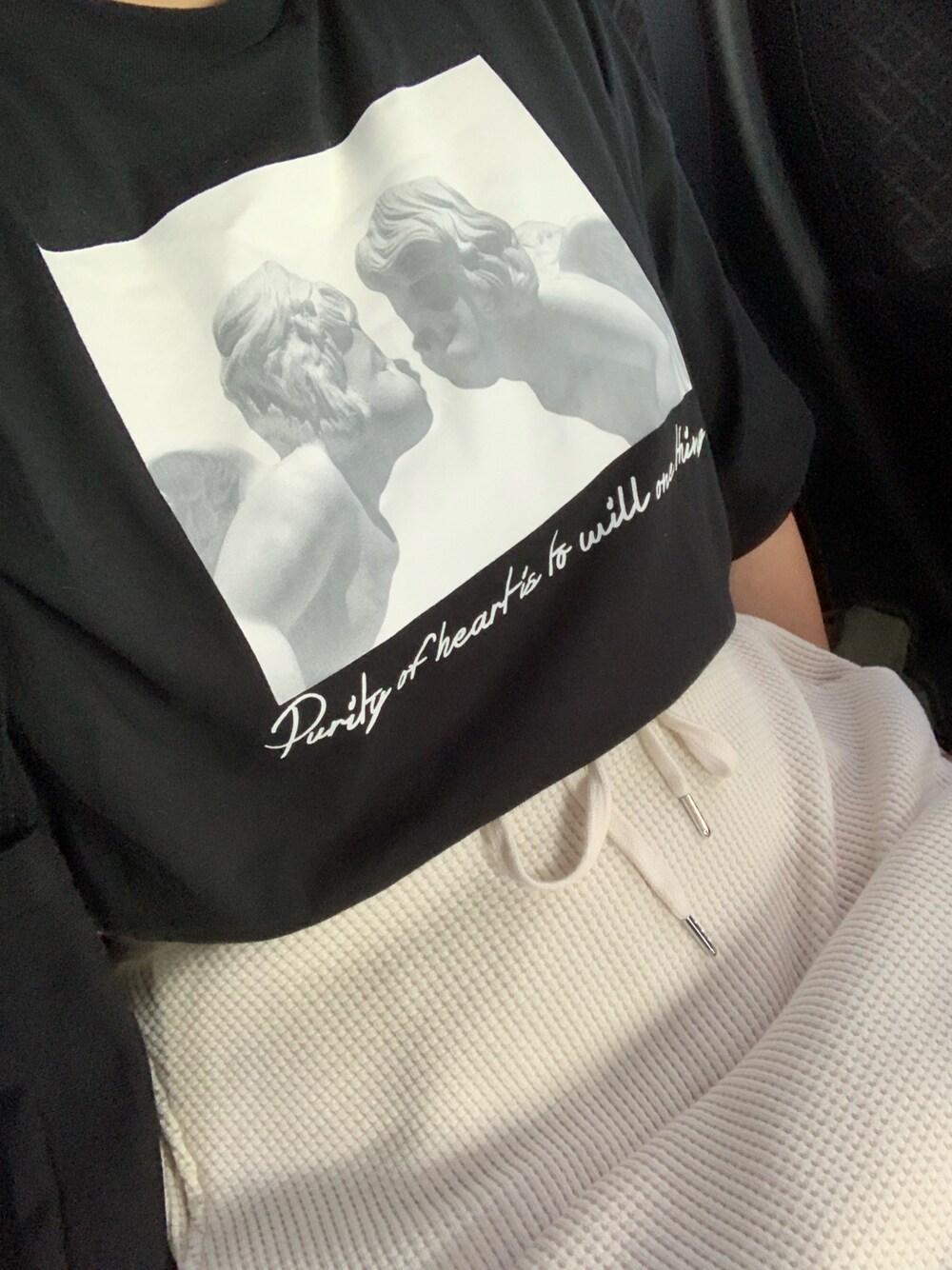 「Tシャツ、黒」｜「SPINNSのアイテム（Tシャツ/カットソー、ブラック系）」を使った、zネンネさん（レディース・158cm）の秋コーディネートの1枚目の写真