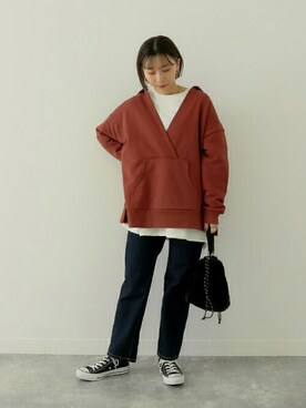 パーカーを使った レンガ色 のレディース人気ファッションコーディネート Wear
