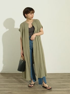 デニムパンツを使った コットンワンピース の人気ファッションコーディネート Wear