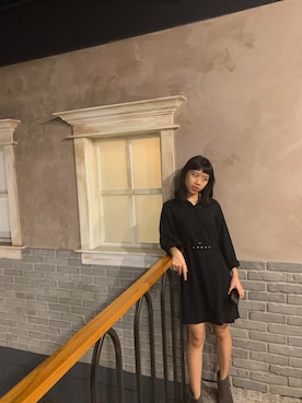 「NET（ネット）のアイテム（シャツワンピース）」を使った、Chebbyさん（レディース・158cm）の秋コーディネート