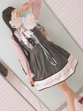 「axes femme POETIQUE（アクシーズファムポエティック）のアイテム（ジャンパースカート）」を使った、macoさん（レディース・163cm）の秋コーディネート