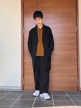 「MB（エムビー）のアイテム（チェスターコート）」を使った、いっちーさん（メンズ・169cm）の春コーディネート