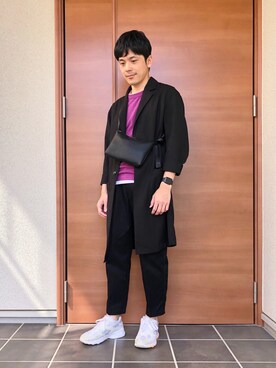 「MB（エムビー）のアイテム（チェスターコート）」を使った、いっちーさん（メンズ・169cm）の春コーディネート
