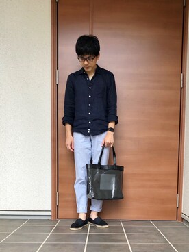 「HITCH HIKE（ヒッチハイク）のアイテム（バッグ）」を使った、いっちーさん（メンズ・169cm）の春コーディネート